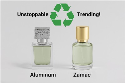 Taaskasutatud alumiiniumist ja Zamaci parfüümikorgid on parfüümipakendites ju...
